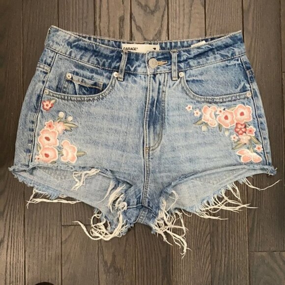 Garage Floral Festival High Rise Jean Shorts - Picture 8 of 14